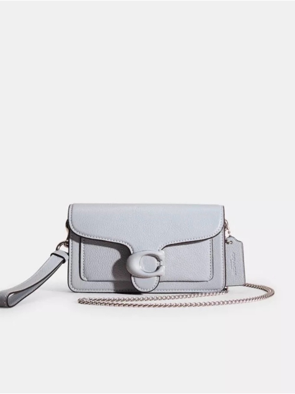 Coach Leather Tabby Wristlet Crossbody in Light Gray Blue